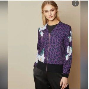 ted baker Willow Wilderness Print Bomber Jacket top blouse size 1 nwot